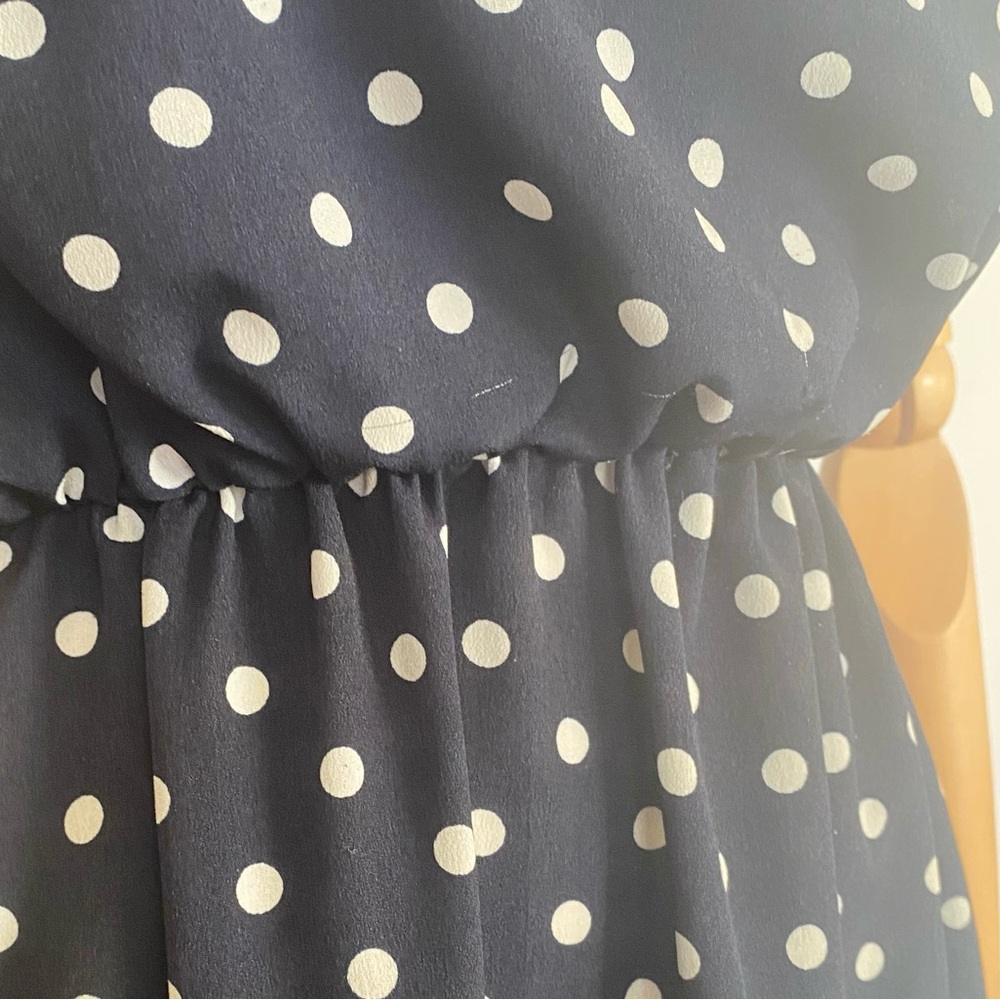 VINTAGE 1980'S ‘PRETTY WOMAN’ SLEEVELESS HIGH NECK POLKA DOT MAXI DRESS - Picture 4 of 6